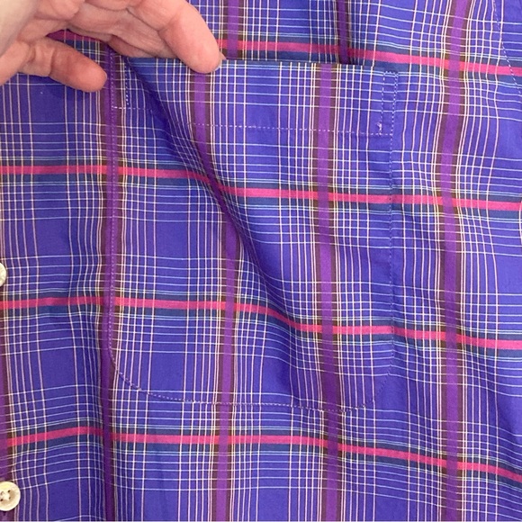 Hickey Freeman Button Down Shirt, Men’s Medium, Purple Tartan Plaid, Long Sleeve - Picture 7 of 9